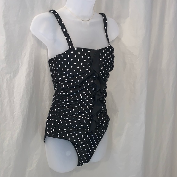 EUC XL Retro Style Multi Way Polka Dot One Piece Bathing Suit Swimsuit - Picture 2 of 12